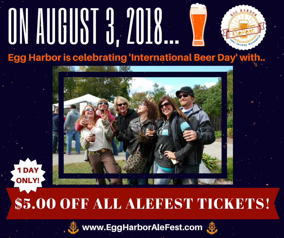 #InternationalBeerDay is August 3rd! We're celebrating with discounted AleFest tickets for one day only! #craftbeer #ale #eggharbor <a href="/eggyalefest/">Egg Harbor AleFest</a>