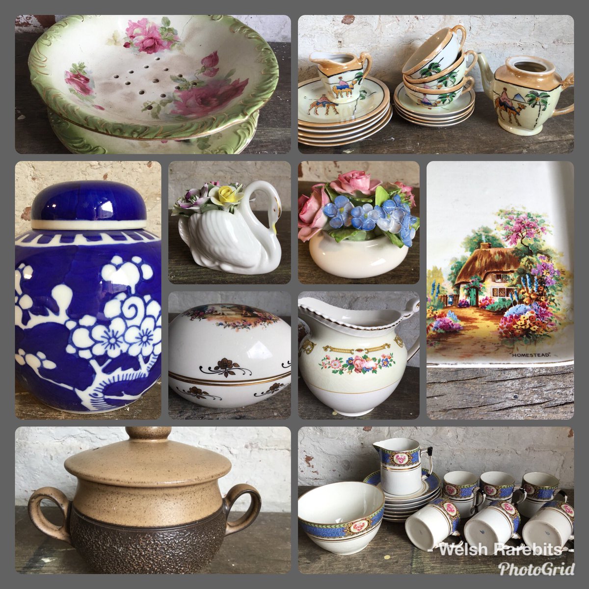 We have a variety of ceramics here at Welsh Rarebits by Annabelle.
To view online with 900+ items click on the link stores.ebay.co.uk/Welsh-Rarebits… 
#vintageshowandsell #ceramics #denby #cupsandsaucers #teapots #gingerjar #blueandwhitechina #ceramicegg #grindley #wedgewood alfredmeakin