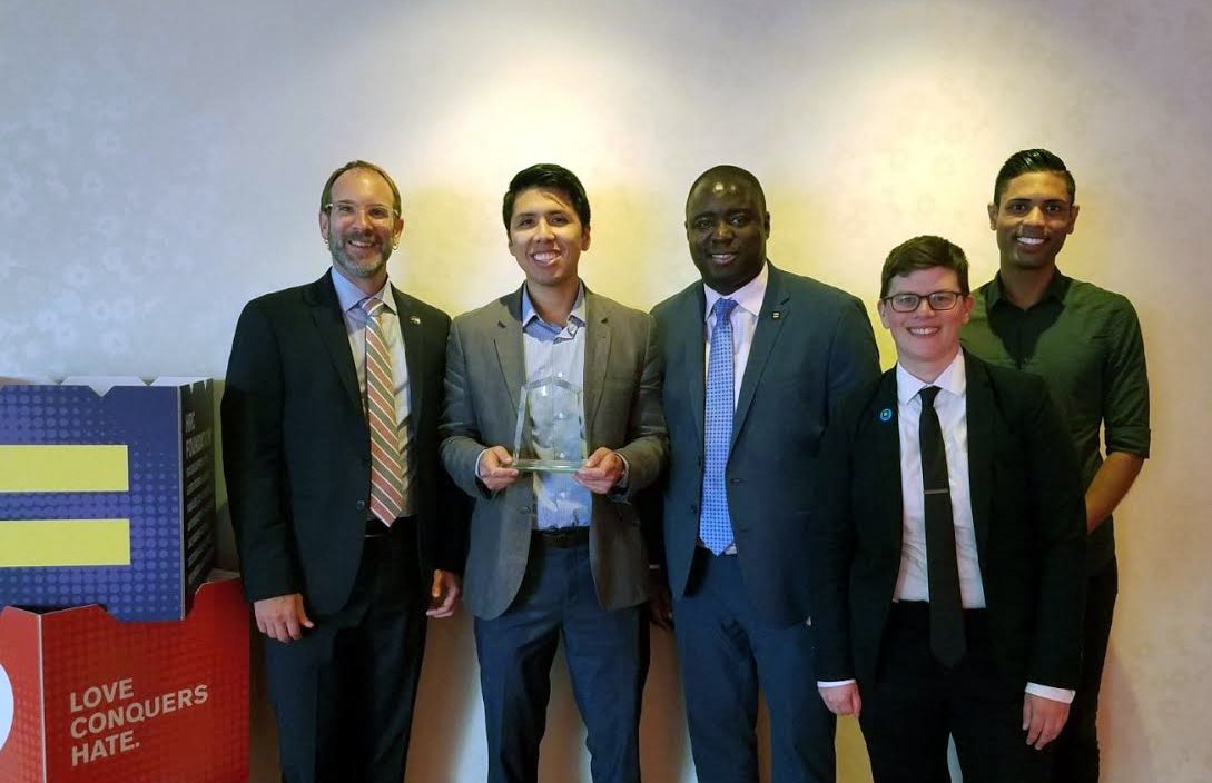 HRC staffers with a representative of CA Senate President Toni Atkins