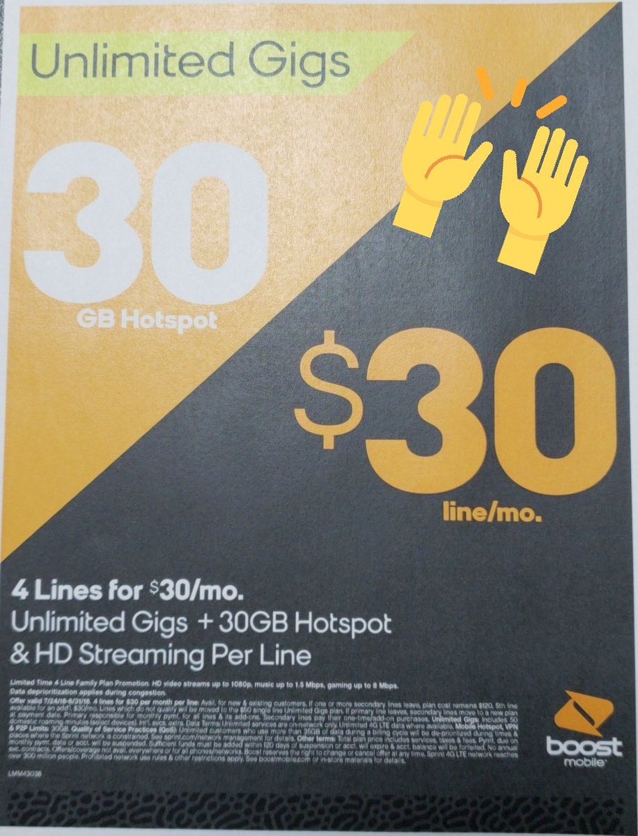 Best deal ever, 30GB of Hotspot/ line for $30 per line!!!  🙌 #boostnation #switchhappens #boostmobile @relizondospg