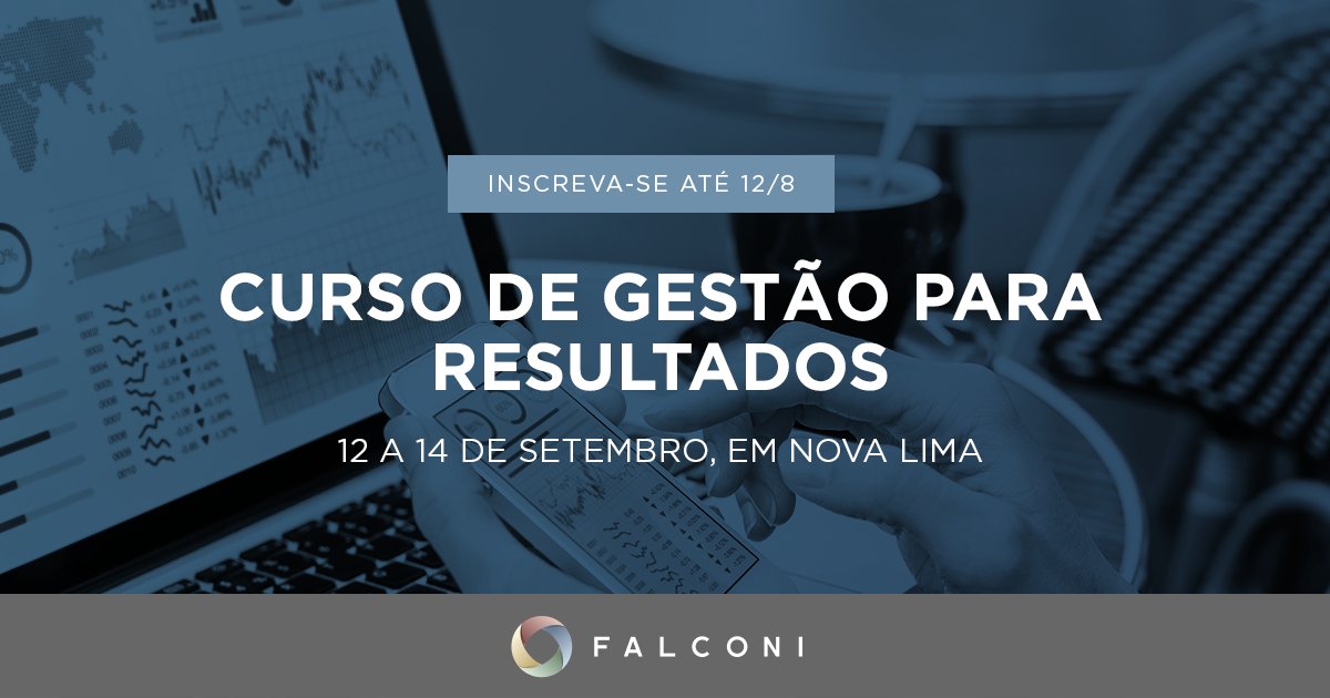 Atenção, Nova Lima: não perca o curso Gestão para Resultados, que capacita você no método para resolução de problemas e alcance de resultados. Ele ocorre de 12 a 14 de setembro em Nova Lima/MG e as inscrições vão até dia 12. Não perca! bit.ly/2KiKp9S