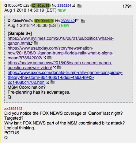 intheMatrixxx's tweet photo. #QAlert 8/1/18 Q1791
Did you notice the FOX NEWS coverage of 'Qanon' last night?
Targeted?
Why isn't FOX NEWS part of the MSM coordinated blitz attack?
Logical thinking.
POTUS.
Q
#ControlledMSM
#PatriotsUnited
@POTUS #QAmy #QAnon #WWG1WGA #QFear #AskTheQ https://t.co/CZQpn2eKKB