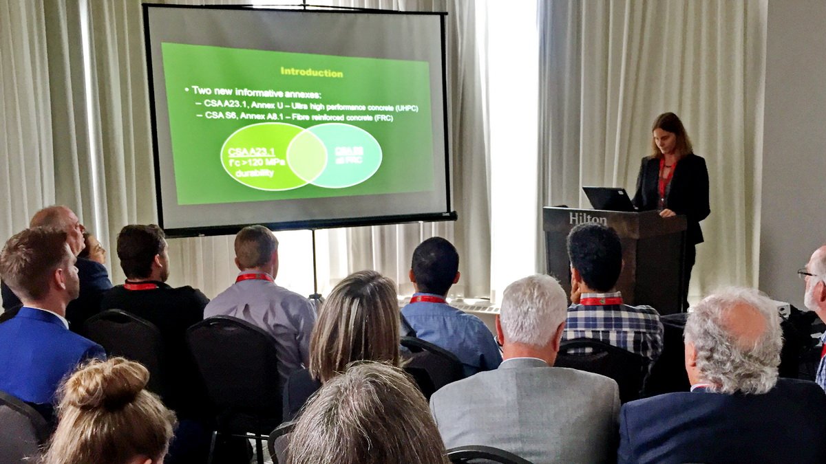 associatedeng's tweet photo. Katrin Habel presenting at #SMSB2018 on the new S6-19 Annex on Fibre Reinforced and Ultra High Performance Concrete. #buildbridgesnotwalls https://t.co/RrC0wlh9oQ