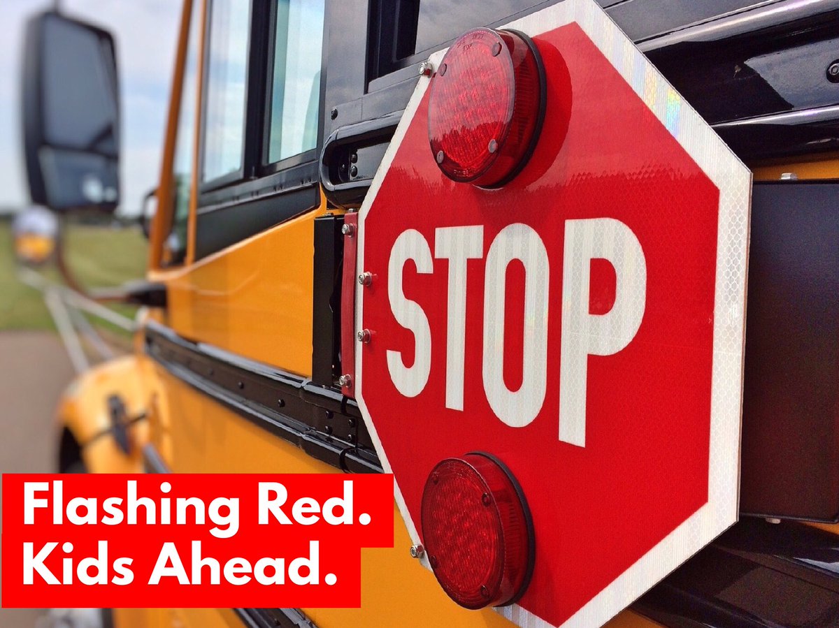 randallacarter's tweet photo. August is School Bus Safety Month. All motorists need to know, it is illegal to pass a stopped School Bus when it’s red lights are flashing. Remember - Flashing Red. Kids Ahead. Help us keep all kids safe. #2018FlashingRed https://t.co/4JTSTOCohz
