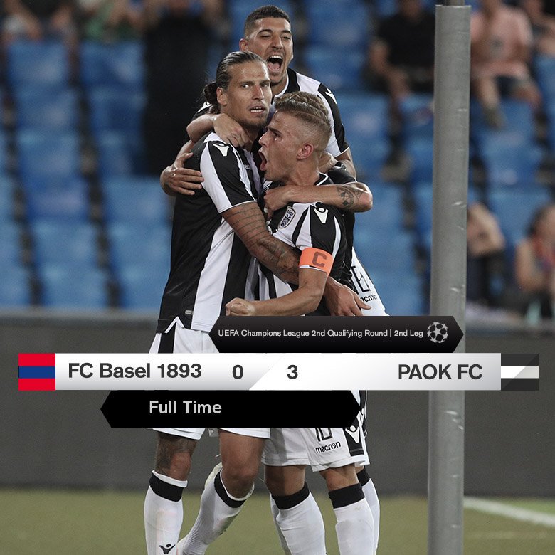 Macedonia_Gr's tweet photo. Congrats #PAOK #Thessaloniki! 👍
#FinalScore at St. Jakob Park - @FCBasel1893 Vs #PAOK : 0-3 💪 #UCL @ChampionsLeague #2ndQualifyingRound #Macedonia #Greece 🇬🇷 https://t.co/HSeZ56fsDs
