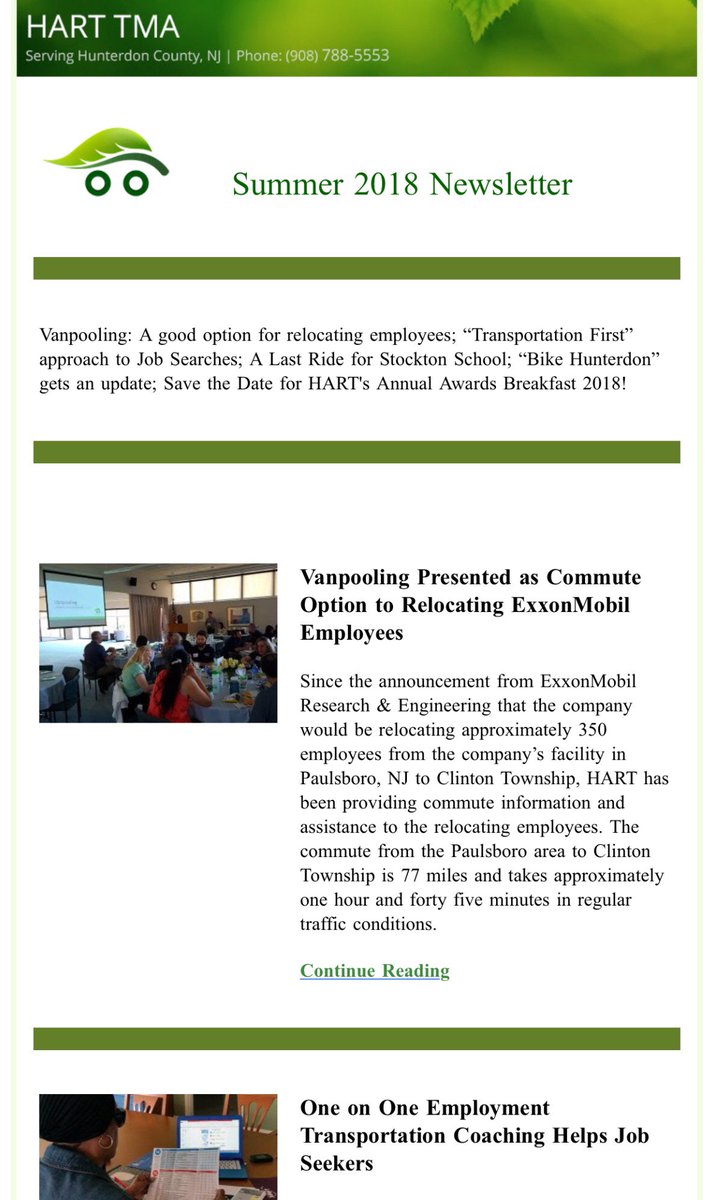 theGRWDB's tweet photo. ICYMI: HART TMA released their Summer 2018 newsletter with articles about vanpooling services for a company’s relocation to Hunterdon as well as how your local Workforce Development Board is recognizing the critical role transportation plays in employment: https://t.co/GGzHUasjNv https://t.co/K70vUT7K2e