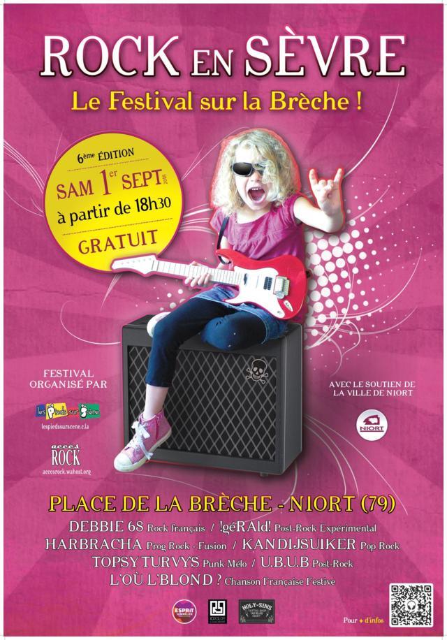 Rock en Sèvre le festival sur la Brèche revient dans un mois le  samedi 1er septembre.
2 scènes, 7 nouveaux groupes et du son de 18h30 à minuit 😀 !!! #Niort