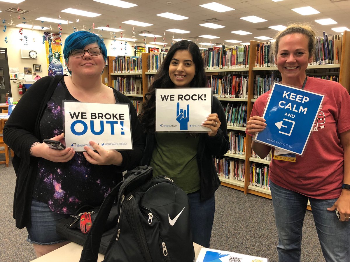 DubinCindy's tweet photo. They broke out in record breaking time! #D93Innovates #BreakoutEDU #summertech2018 https://t.co/db3EyL7XeQ