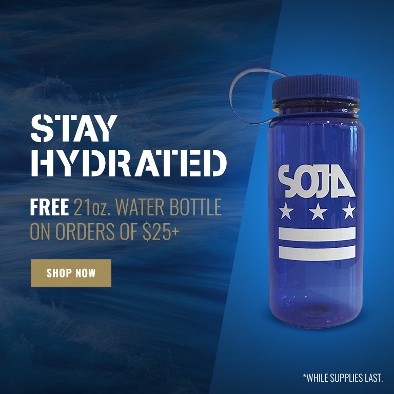 SOJALive's tweet photo. Stay hydrated in this heat. ๐ก๏ธ โ๏ธ๐ฐ Get a free 21 oz. #SOJA water bottle on orders of $25 or more from our merch store!
Shop now โก๏ธ https://t.co/VYS8GNZOMg
#SOJAmerch #PoetryInMotion #reggae #reggaemerch #merchsale #merch #freebie https://t.co/EVONQ8V8wp