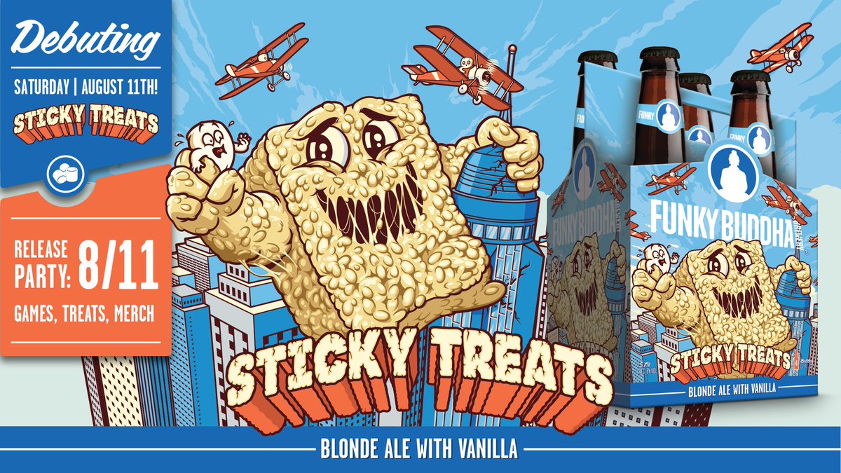 We’re celebrating the release of Sticky Treats with a launch party at the tap room on August 11th! Be the first to get your hands on a four-pack, special merchandise, and more. For additional details visit: ow.ly/xkKb30le8H2