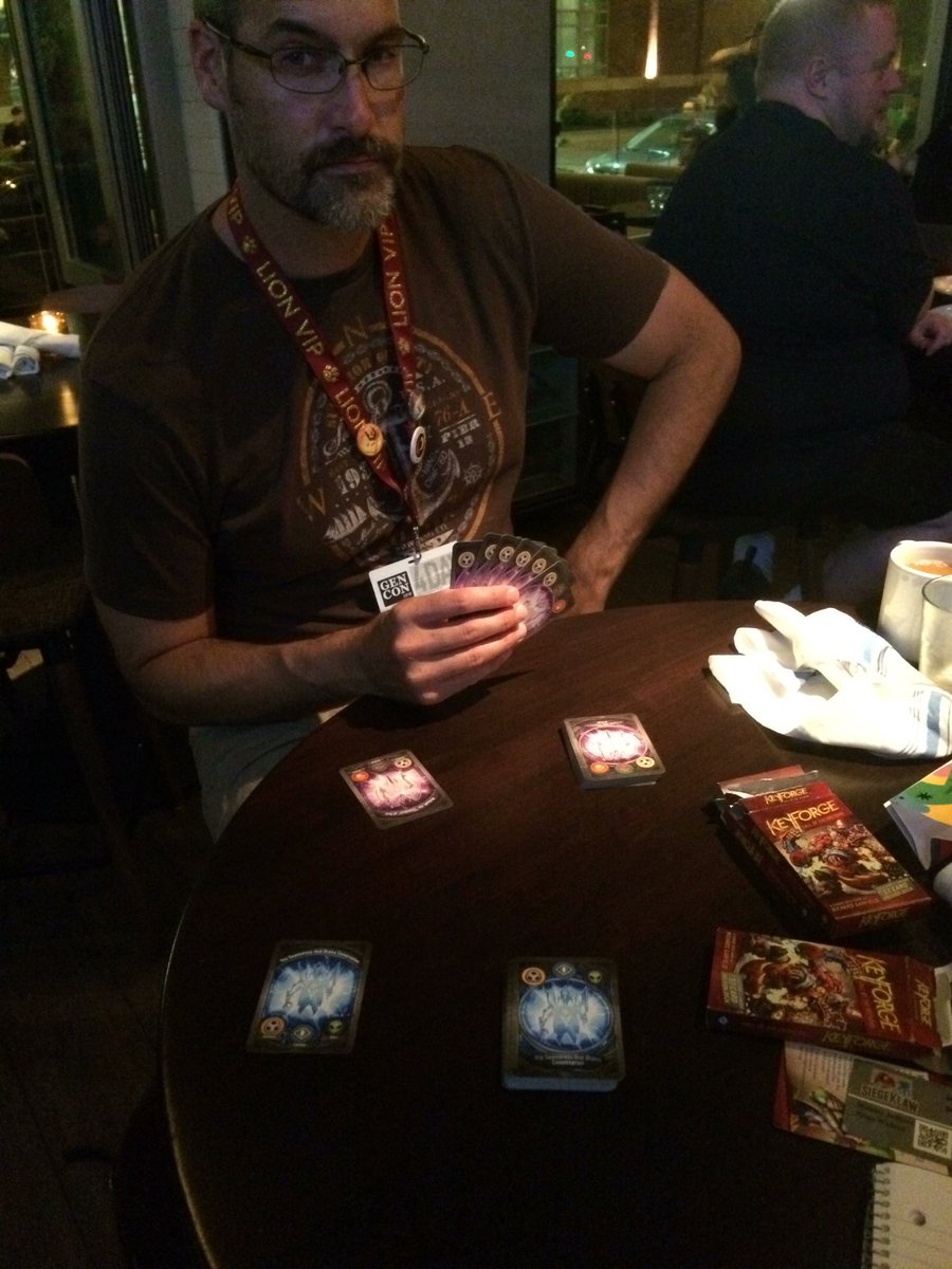 SiegeKlaw's tweet photo. Sweet press conference from @ffg @keyforge thanks for the decks. https://t.co/xy7tEnQYQD