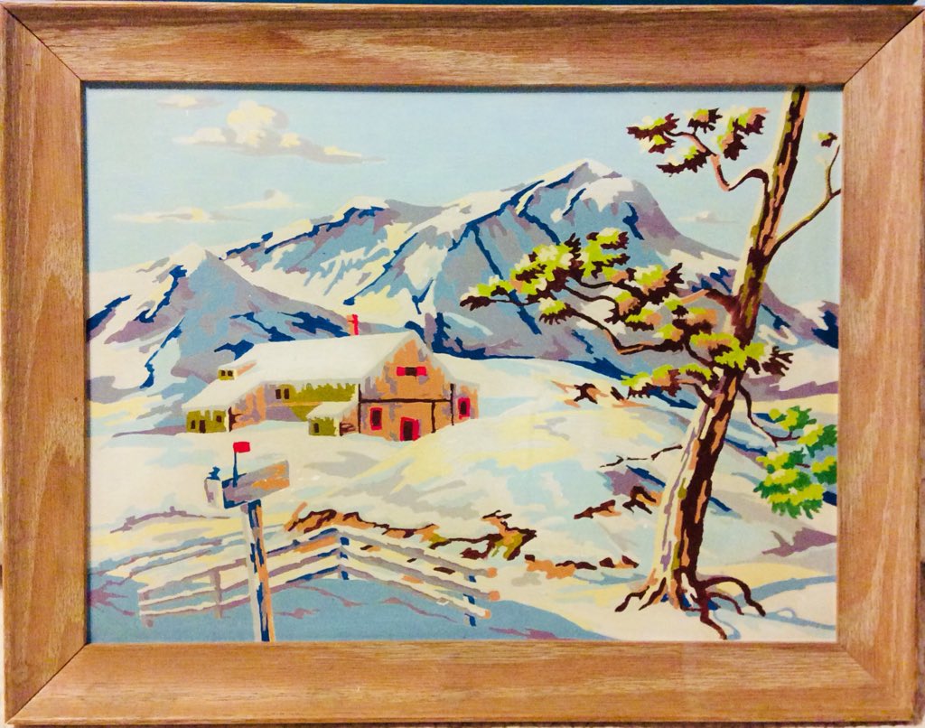 Vintage Winter Snow Cabin Paint by Number Cottage Scene Framed Picture Art 1960s Country etsy.me/2AAP0EU via @Etsy #paint #by #number #vintage #etsy #snow #scene #winter #mcm