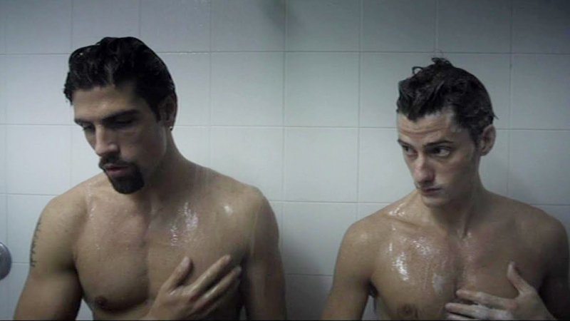 Gilles Rocca & Antonio Folletto frontal in showers scene! 