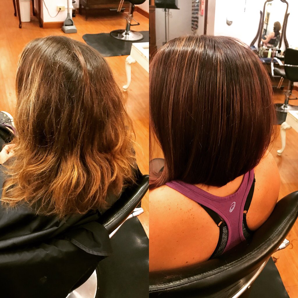 tcrave22's tweet image. It’s never too early to add rich brunette tones back into your hair.  Having a great color line @Lanza with beautiful red/violet shades, and a sharp razor from @ArrojoCosmo  the transformations that can take place are endless #razorbob #brunette