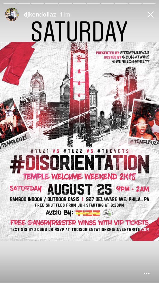 TempleSwag's tweet photo. iight so might as well drop the #disOrientation2k18 Rules and Regulations ... from #Temple22 to #Temple19 your presence is Requested 👉 https://t.co/y30N5gnKt9 : Sections Available : $2 Tequila Special Early : Hookah Deals | #ReTweet to Enhance someone’s Welcome Weekend https://t.co/PMfAiRXbMT