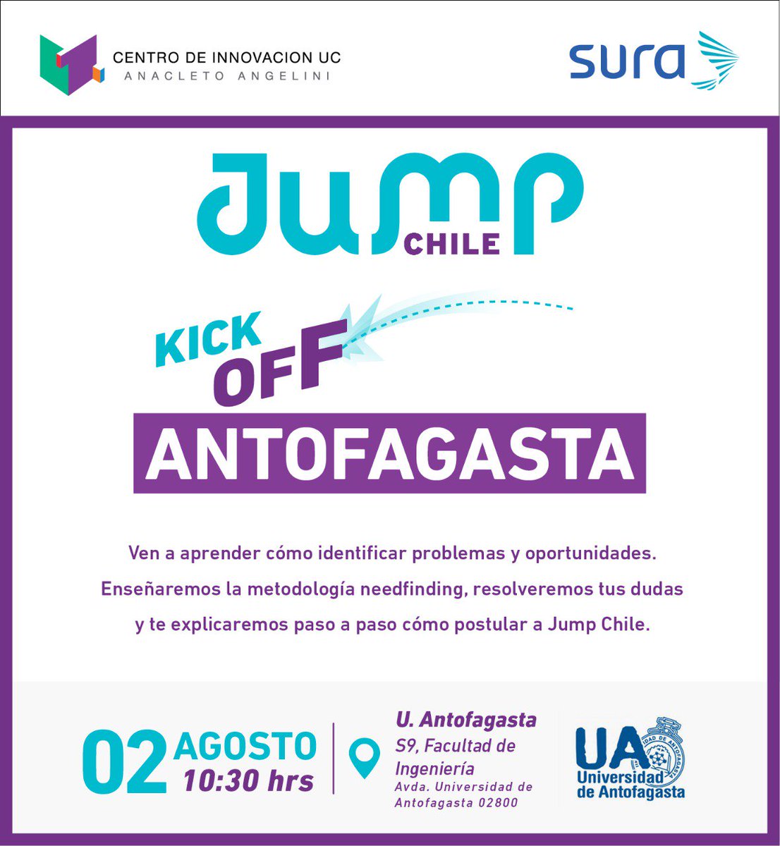 ¡Atentos Emprendedores #Antofagasta! 📢  Mañana @jump_chile en <a href="/UANTOF/">UANTOF</a> un nuevo Kick Off ¡No te lo pierdas y #PégateElSalto! No te pierdas esta oportunidad para conocer mas sobre como postular
