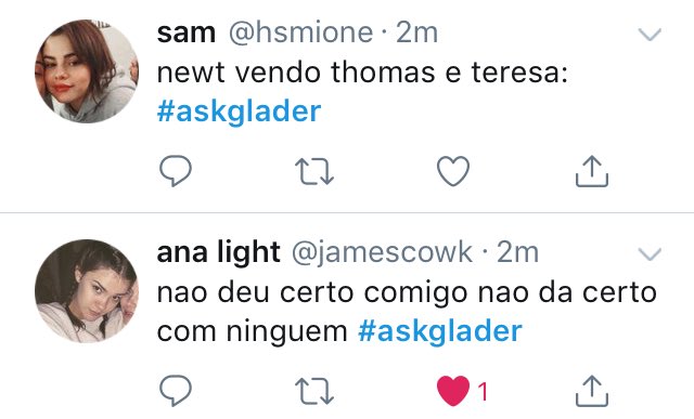 CLAREIRATRIST's tweet photo. Por isso que o Thomás termina sozinho #askglader https://t.co/VstfGs3yLw