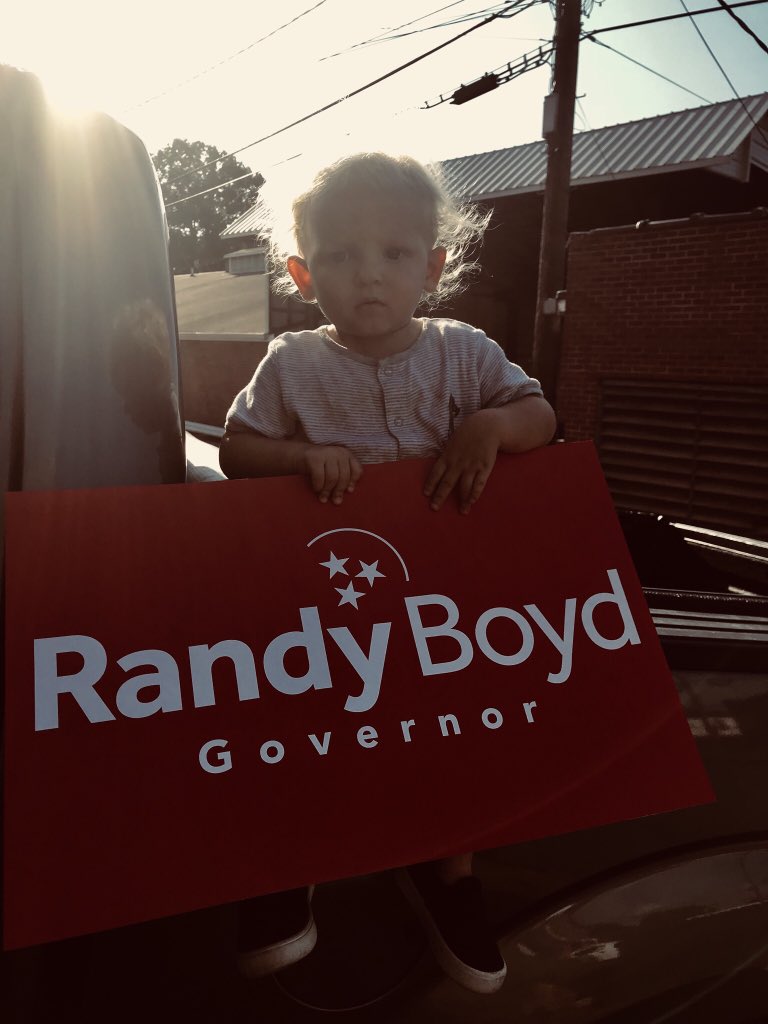 Hard to say no to this face especially when holding a @randyboyd sign. Get out and #runwithrandy tomorrow.