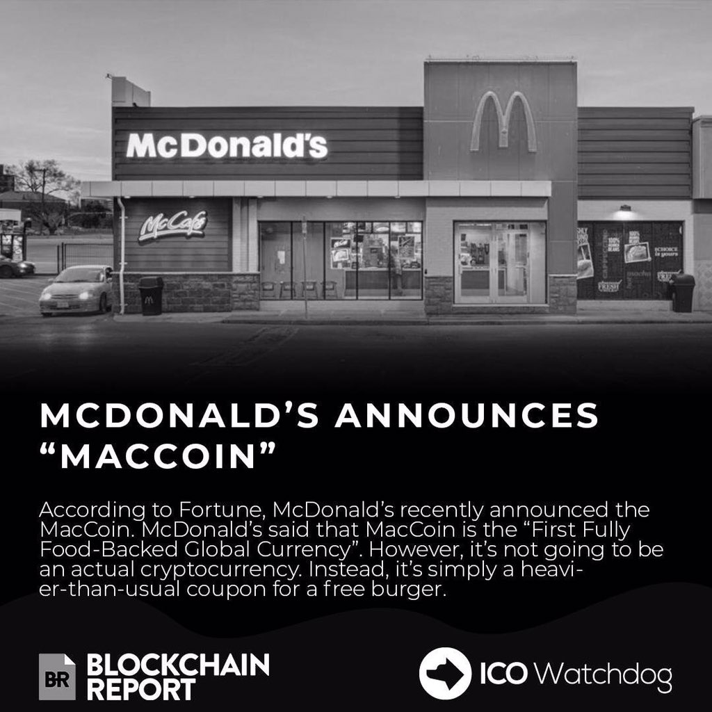 TokenCenter's tweet image. 1. McDonald’s Announces “MacCoin”
2. Mount Sinai Hospital Will Explore Blockchain Applications
3. Pantera Capital Has A Lifetime Return Of 10,136%