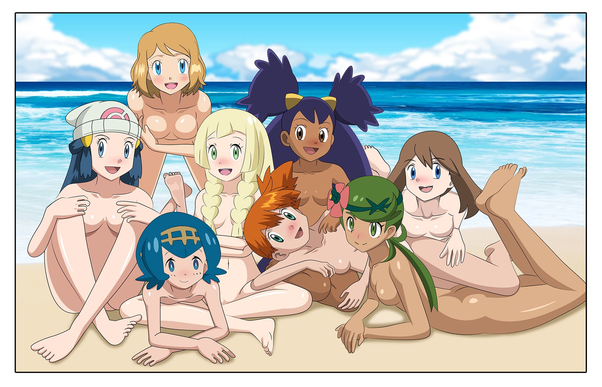 “#timebeach #dawn #misty #may #lillie #mallow #lana #serena #iris plata nud...