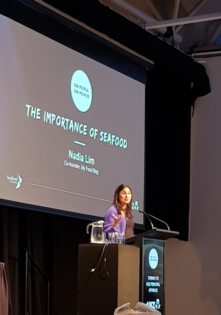 IwiCollective's tweet photo. Inspiration &amp; learnings from the one &amp; only, Nadia Lim @MyFoodBagNZ
#seafoodconf2018 https://t.co/sk4xMfBSiT