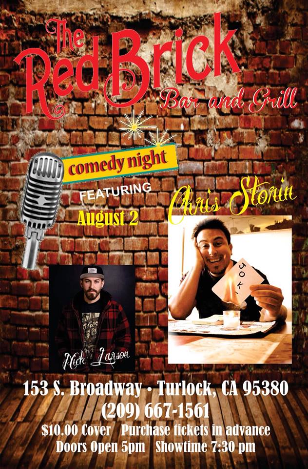RedBrickTurlock's tweet image. Join us Thursday august 2nd for our comedy night,  call Red Brick for reservations  (209) 667-1561