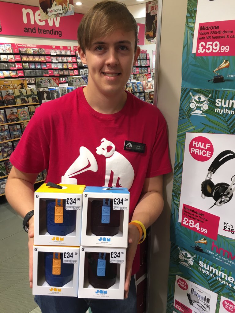 hmvYeovil's tweet photo. Brand new range of #jam Double Chill speakers in store now. #hmvSummerTech18 https://t.co/vtYEmmacMQ