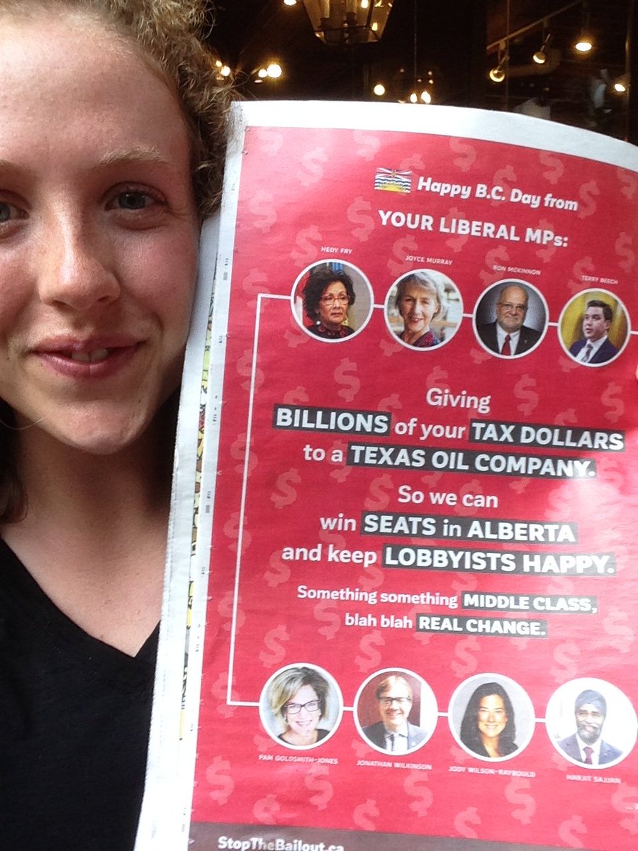 Oh hey, would you check out the back of this week's @georgiastraight? 😜 

@Puglaas @JustinTrudeau, B.C. voters want climate champions, not oil industry sell outs. #StandUpForBC #stopthekmbuyout #cdnpoli
