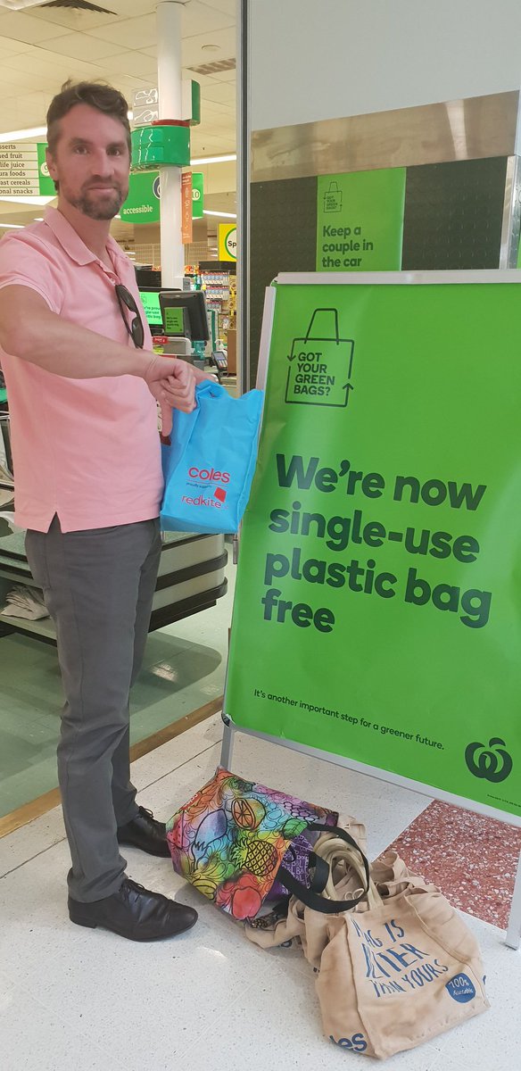 redoubleau's tweet photo. Normally we'd be at #coles getting our weekly shop. Now we've gone further to get to #woolies where they're committed to saving the environment, not destroying it. 
#plasticbags #seriouslycoles #colesfail https://t.co/pBS7DvH1ub