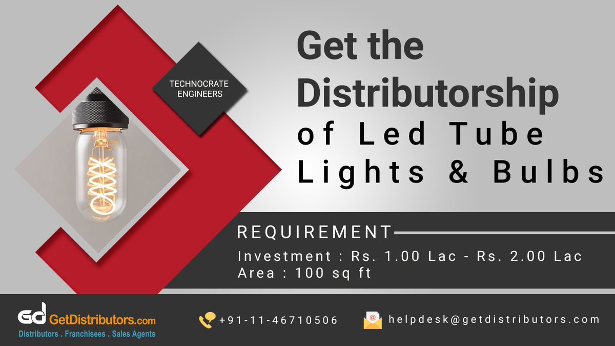 getdistributors's tweet photo. Get the #distributorship of #LedTubeLights &amp; #Bulbs. Share your contact number &amp; email address to grab this #opportunity. View complete details here: https://t.co/5CeJLt5doI https://t.co/UfO6xpwf3W