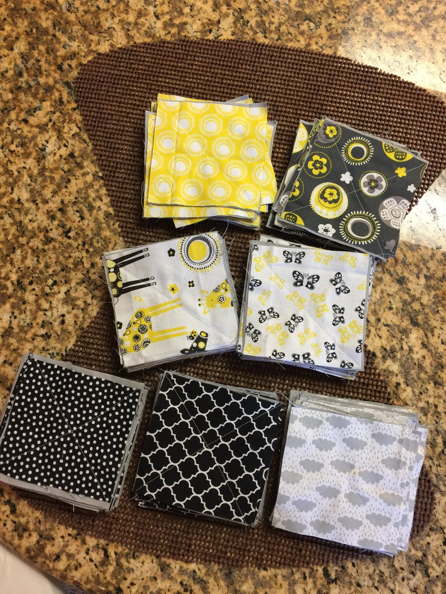 sweetface_bb's tweet photo. All the squares cut for a baby #ragquilt #followalong to see it come together! #sweetfaceboutique #sweetface #babyquilt #babygift #babygirl #mommylikesyellow https://t.co/hxOnU3iLsP