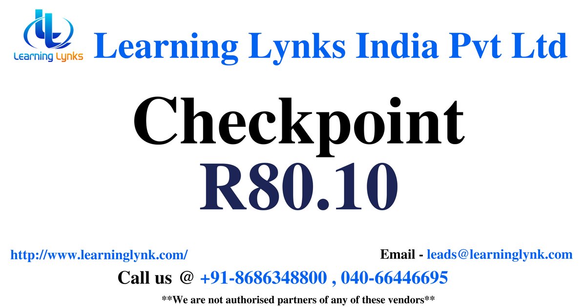 LearningLynk's tweet image. Checkpoint #CCSA #CCSE #Training's at LearningLynks India Pvt Ltd for more details goo.gl/srNCEv or call us at +91 8686348800 or 040 66446695
** We are not authorised partners of any of these vendors**