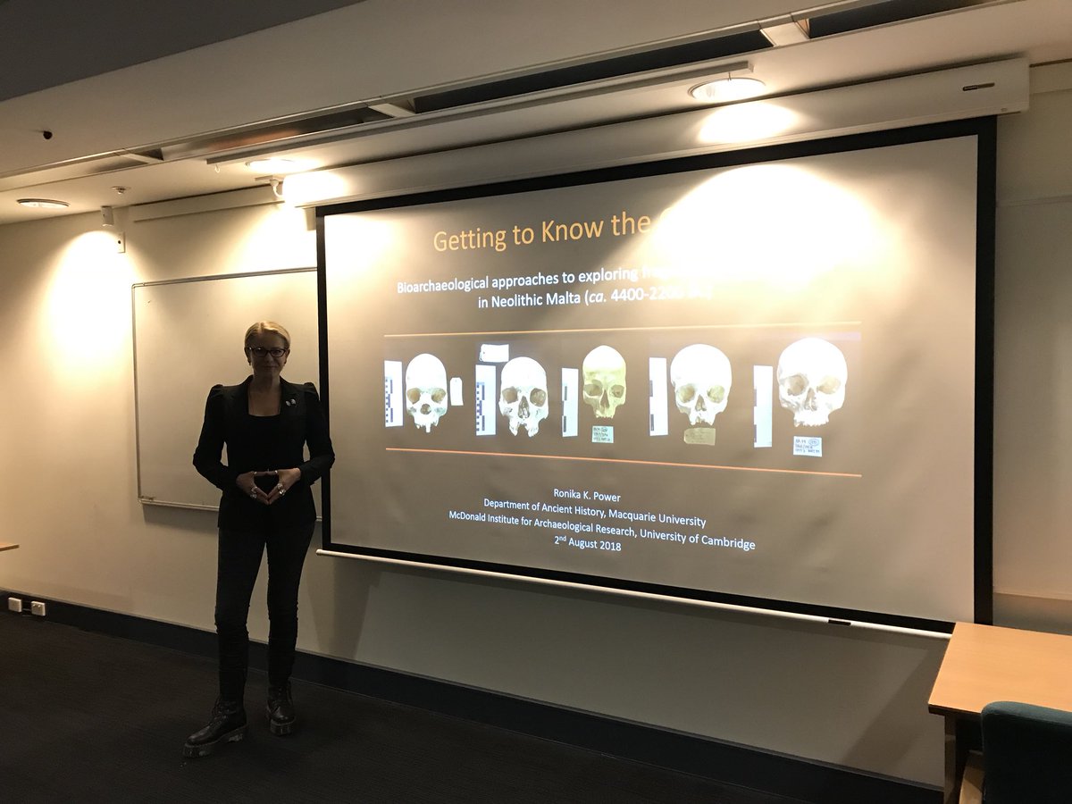 RKP_Industries's tweet photo. The countdown is on to my seminar @ANU_BioAnth this afternoon! Can’t wait to share the incredible stories of the #Gozitans &amp; show how their bodies provide so many insights into life in #Neolithic #Malta. Proud to share the work of @bernardettemerc &amp; my @fragsus colleagues https://t.co/Hodsdd65tN