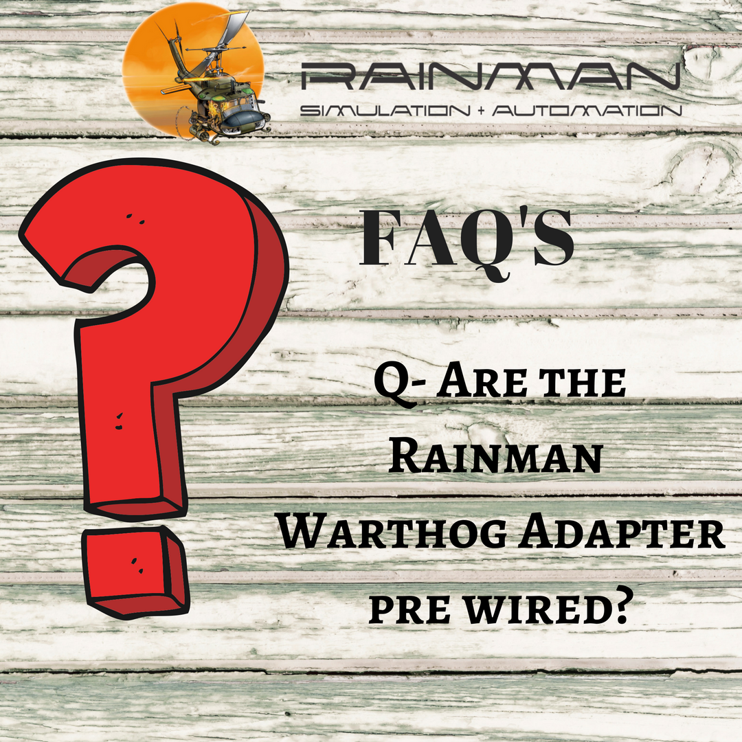 Rainman_Sims's tweet photo. #FAQ'S
Q-Are the Rainman Warthog Adapters Pre Wired? 
Answer- Yes with the correct 5 pin plugs
Check out the website to learn more 
https://t.co/2RAhRd5cFp
#helisim #flightsim https://t.co/Vm61VPUTT8