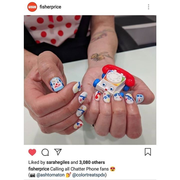 Super happy to see @fisherprice feature the Chatter Phone nail art on their Instagram page!💅☎️➿📞🎶

#nailart #nails #gelnails #Japanesegel #japanesnailart #japanesenailstudio #Portland #pdx #fisherprice #chatterphone