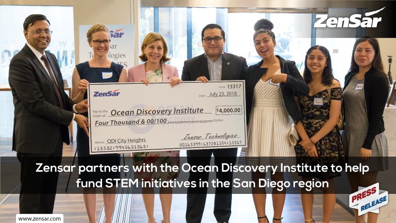 Zensar Partners with <a href="/OceanDiscInst/">Ocean Discovery</a> on Youth STEM Programs to empower <a href="/CityofSanDiego/">City of San Diego</a> youth to pursue #STEM careers. 
Read more: zensar.co/2LV3Pqo   

<a href="/skishore/">Sandeep Kishore</a> #PressRelease #skilldevelopment #communityempowerment #careerdevelopment
