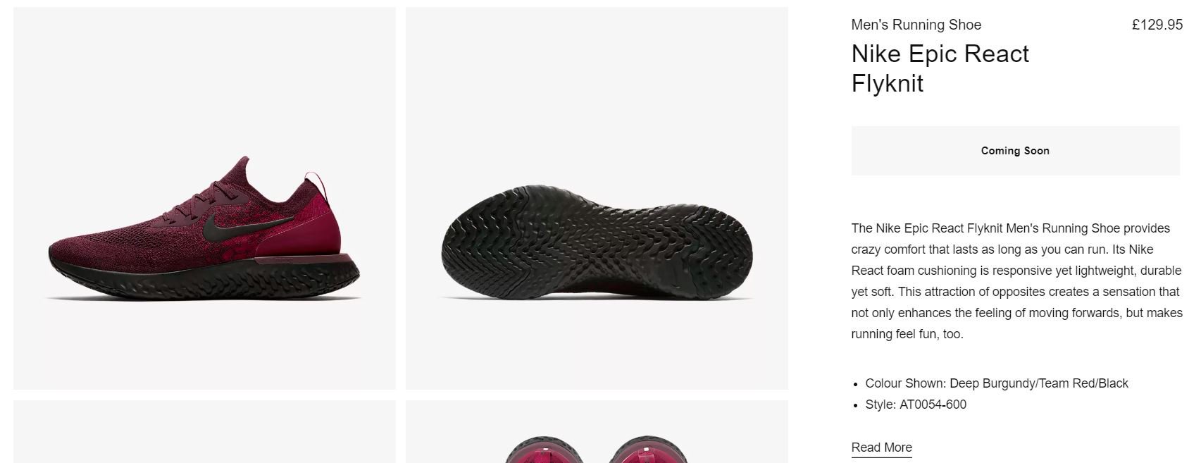 nike epic react burgundy