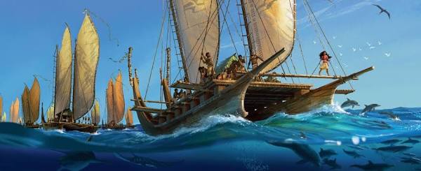 You know those huge oceangoing canoes at the end of Moana? They're not a Disney exaggeration. The largest Polynesian proas carried 200 people and were 30 metres long, much bigger than the ships Magellan and Drake used to circumnavigate the world