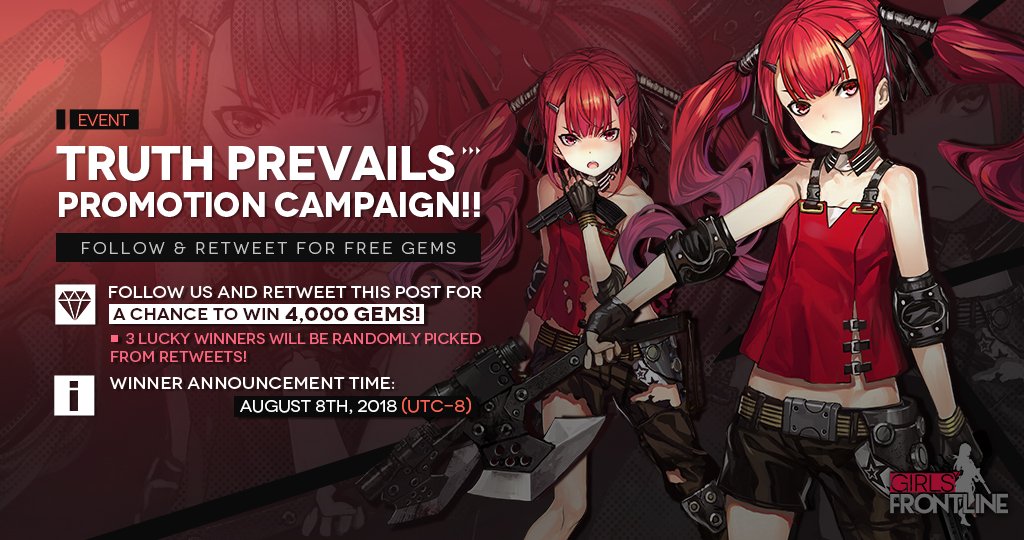 GirlsFrontlineE's tweet image. Dear Commanders, 
Point event “Truth Prevails” is about tobegin! You can receive rewards and points by completing event quests. 5-star HG T-Doll “CZ75” will be unlocked upon reaching 1,800 points while the maximum points possible is 3,000! A promotion campaign is also underway!