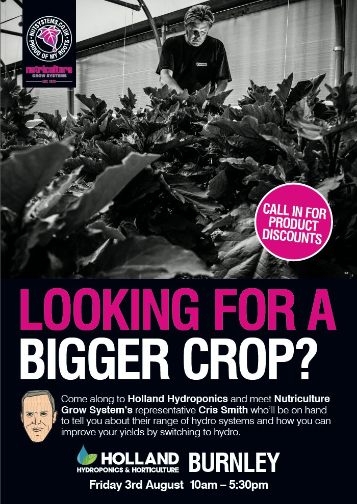 NutGrowSystems's tweet photo. Head to @HollandHydro's #Burnley store this Friday 3rd August! Cris will be on hand from 10am - 5:30pm to answer any grow system set-up questions you might have. Don't miss out! 👌 https://t.co/7zTHrQgPHU
