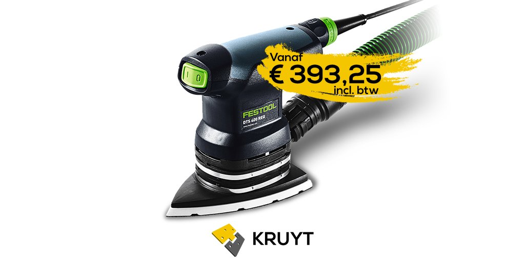 Kruytbv's tweet photo. Voortaan moeiteloos schuren met deze Festool vlakschuurmachine! Door de compacte ergonomische vorm en een gewicht van slechts 1,2 kg is dit een erg comfortabele machine om moeiteloos mee te werken. Bekijk de volledige omschrijving op onze website: https://t.co/tu2VtQ7irU https://t.co/1fJLakpdoc