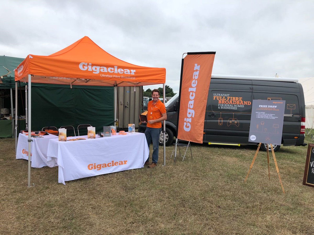 gigaclear's tweet image. We’re at the Honiton Show today. Don’t forget, you can win a FREE Google Home smart speaker. Visit our Orange Gigastand to find out how! #Giveaway #Gigaclear #HonitonShow