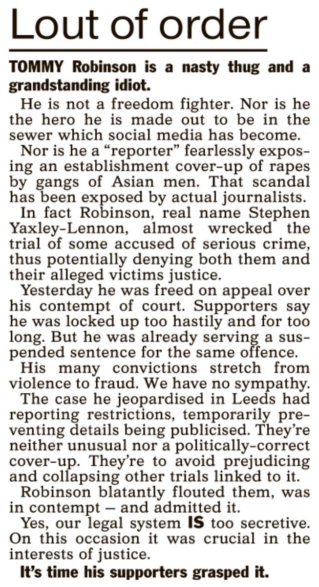 Those who asked me to help ‘Free Tommy Robinson’ need to seriously question their judgement. He’s a fool, a thug and a joke. The perceived alignment of him and U.K. Veterans/Military interests disturbs me. He represents everything we fought against. A clown in clown’s clothing.