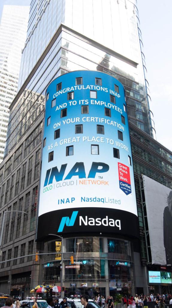 NasdaqExchange's tweet photo. .@nasdaq congratulates Internap on your certification as a Great Place to Work.  @PoweredbyINAP $INAP #RewriteTomorrow @GPTW_US https://t.co/D0HonbE7dP