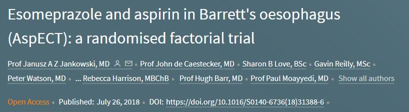 Nature Reviews Gastroenterology & Hepatology (@natrevgastrohep) on Twitter photo #GastroEdPick Results of the AspECT trial published in <a href="/TheLancet/">The Lancet</a> - High-dose #PPI and aspirin chemoprevention therapy, especially in combination, significantly and safely improved outcomes in patients with #Barretts #oesophagus. go.nature.com/2Av2EcF #GastroEdPick Results of the AspECT trial published in <a href="/TheLancet/">The Lancet</a> - High-dose #PPI and aspirin chemoprevention therapy, especially in combination, significantly and safely improved outcomes in patients with #Barretts #oesophagus. go.nature.com/2Av2EcF