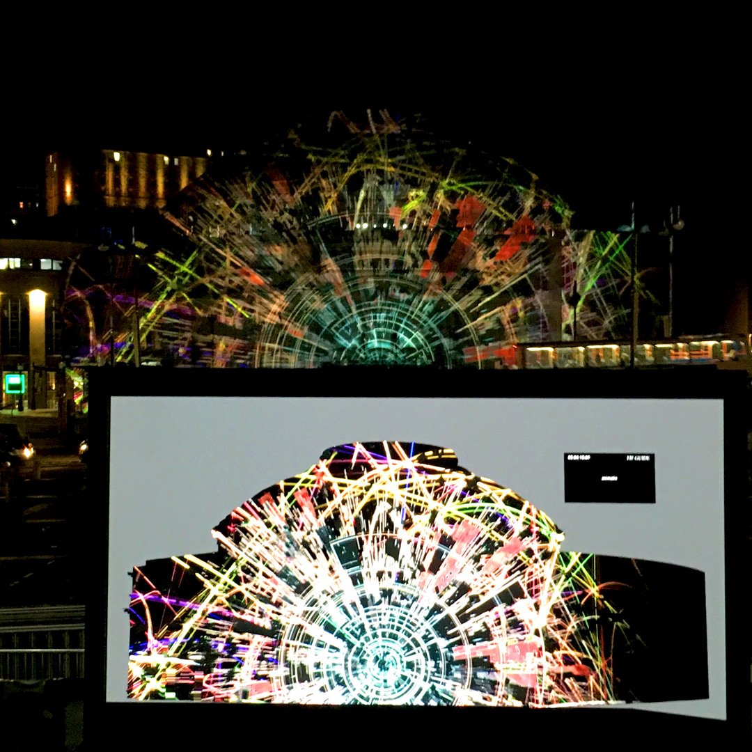 59dotstudio's tweet photo. After a few late nights programming the show for tomorrow's @edintfest opening event, we're almost there... #FiveTelegrams @theusherhall @annahmeredith #projectionmapping #artwork #design #music #Edinburgh #EIF https://t.co/XlscDXiRtj