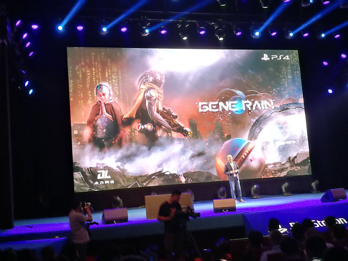 GeneRainGame's tweet photo. Thank SIE China president TianTianWuRen for the introduction of "Gene Rain" at PlayStation ChinaJoy 2018 press conference! #Playstation4 https://t.co/tokuqumxlx