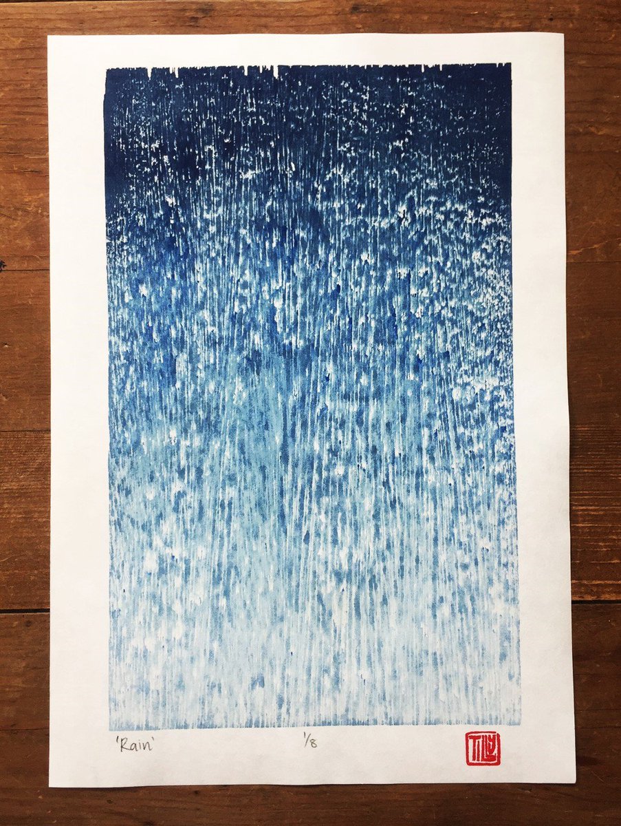 Tillyprint's tweet photo. 'Rain' woodblock print
#printmaking https://t.co/CsrFDlL8j5