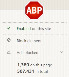 Tohonas1's tweet image. Just realised I broke the "half a million ads blocked threshold". That's HALF A MILLION ads,in 1 year... Or 1369 ads per day. I am not even that much of a heavy internet user...

@AdblockPlus @eyeo #adblock #adblocking