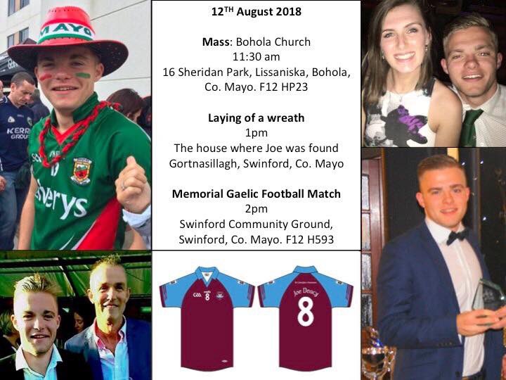If you're in Mayo next weekend, show your support for a truly remarkable man who is dearly missed by us all - Please RT or get in touch for more information! 💚❤️ #JusticeForJoe
